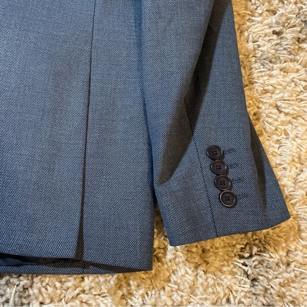 Bar III Mens Slim Fit Blazer‎ Blue Gray Textured Two Button Sport Coat